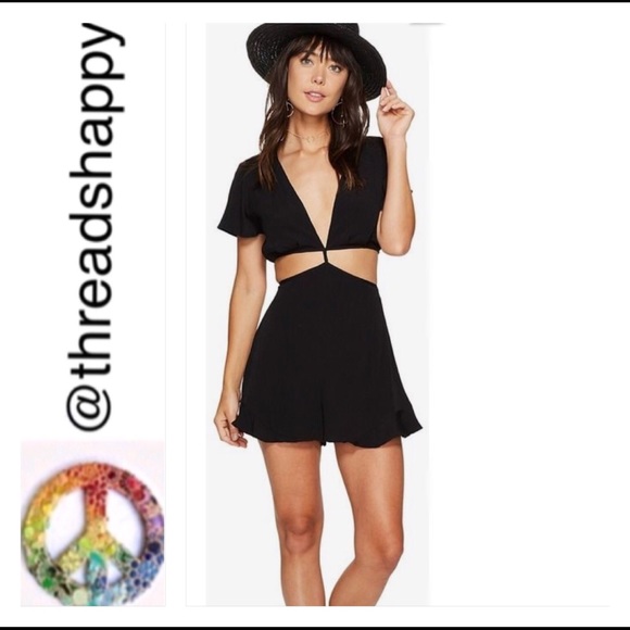 Astr the Label Viviana Romper Black Cut Out Sides - Picture 2 of 8